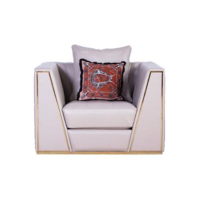 China Modern american design of Living room furniture Luxury single sofa in Italy leather with Stainless steel frame for sale