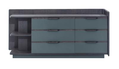 China Side storage cabinet for big chest drawer with display shelves by Oak wood CASA in dark painting made from China factory for sale