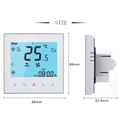 China Modern Intelligent Digital Cooler Controller Four Pipe Coil Fan LCD Water Fan Coil Programmable Thermostat for sale