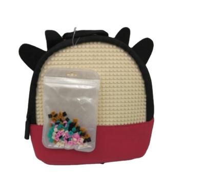 China Waterproof Creative School Pixel DIY Cartoon Children 3D Silicone Puzzle Backpack Preschool Bag for sale