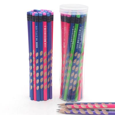 China Flexible Office School Wooden Pencil Hole Color Pencils HB School Office Wooden Pencil For Student Triangle Hole Pencil for sale