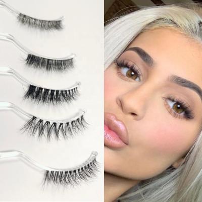 China Natural Clear 14mm Strip NL27 Handmade False Eyelash Short 10mm Siberian Mink Lashes 3D Mink Lashes Your Own Brand Real Mink Lashes for sale