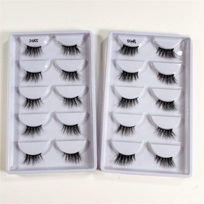 China D193 Sunland Natural Popular Styles Chiffon Plant Wick Half Mink Eye Lashes Natural Short Lashes With Daily Makeup For Cosmetic for sale