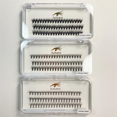 China Sunland Thick Individual Heat Bonded Volume Eyelash 8mm 10mm 12mm 14mm 16mm 18mm Group Eyelash Extension for sale