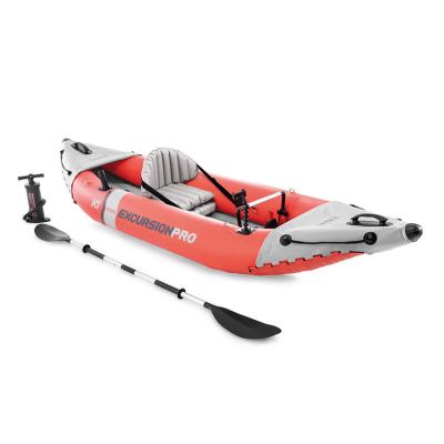 China Intex 68303 Pro PVC Tour K1 Rowing Boats Canoe Fishing Kayak Popular Rowing 1 Person Inflatable Fishing Boat Water Kayak for sale