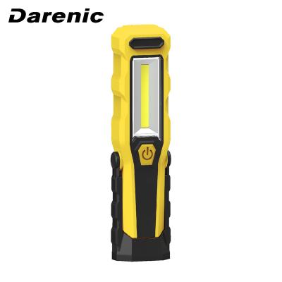 China Multifunctional Darenic 3W COB+1W LED Rechargeable Handheld Inspection Light with Bottom and Back Magnets for sale