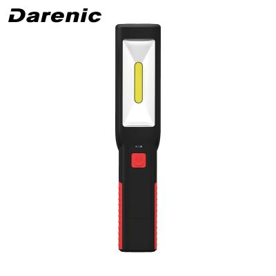 China ABS Housing with Darenic 3W Rubber COB Painting Li-ion Battery Rechargeable Inspection Work Light with Magnets on Bottom and Back for sale