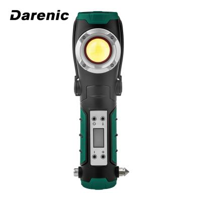 China 195/65R15 0-35PSI Darenic 18W Rechargeable Handheld LED Work Light with Air Compressor, and Emergency Hammer Warning Light for sale