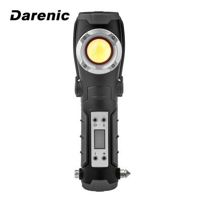 China 195/65R15 0-35PSI Darenic multi-function rechargeable compressor for tire with led flood light and warning light emergency hammer for sale