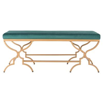 China High End Hot Sale Living Room Furniture Restaurant Design Gold Leg Upholstered Stay Bench for sale