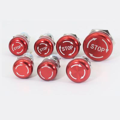 China 16/19/22 mm Stainless Steel Emergency Stop Switch Push Button Switch Locking 1NO1NC 2NO2NC Car Button Pin Mushroom Head Stainless Steel Emergency Stop Terminal Switch for sale