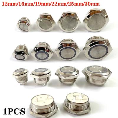 China 12v Electric Waterproof Power Led Light Momentary Short Mini Push Button Switch 12/16/19/22/25/30 mm 220v 24v Pressure Switches Metal Button Switch for sale