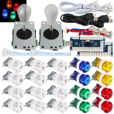 China Supports Latest Version IOS SJ@JX 2 Player Arcade Game Stick DIY Kit Buttons With Logo LED 8 Way Joystick USB Encoder Cable Controller For PC MAME Raspberry for sale