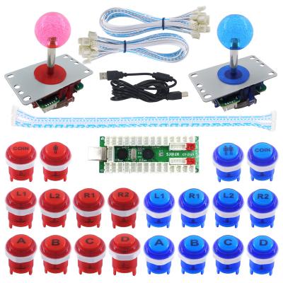 China Supports Latest Version IOS SJ@JX Arcade 2 Player Game Controller Stick DIY Kit LED Buttons With Logo MX Microswitch 8 Way Joystick USB Encoder Cable for pc for sale