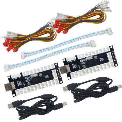 China Support IOS SJ@JX 2 Player Arcade Game USB Encoder Code Zero Panel Zero Delay Game Controller Latest Version DIY Kit 20x Button Cable 2x Joystick Cable for sale