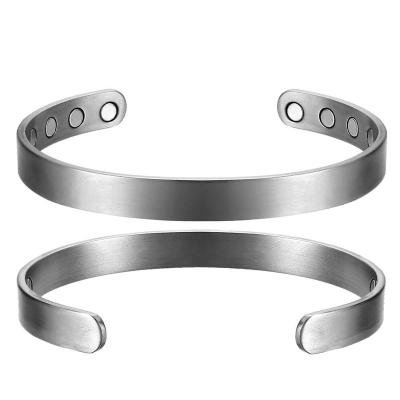 China MagEnery 8mm Cuff 10pcs Environmental Friendly Silver Magnets Golf Magnetic Healing Titanium Bracelet For Sale for sale