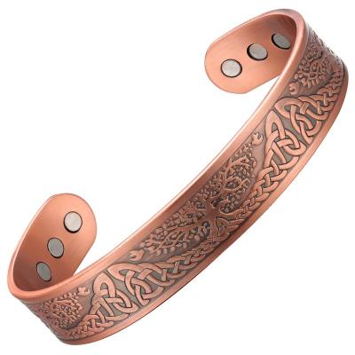 China BioMag Nickel Free Cuff 99.9% Pure Copper Magnetic Bracelets For Men Tree Health Bracelets Bangle for sale