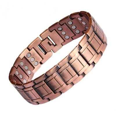 China MagEnery Environmentally Friendly Three Row Large Magnets Magnetic Copper Bracelets For Men for sale