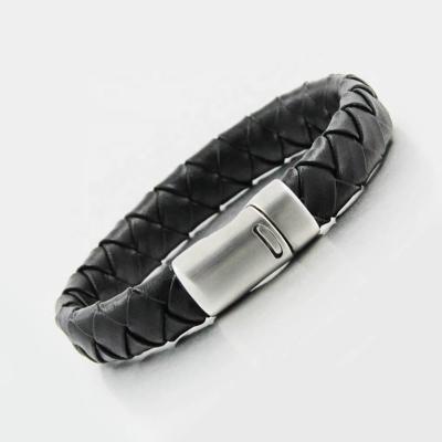 China MagEnergy Fast Delivery Leather Bracelets Magnetic Leather Bracelet For Men Stainless Steel Clasp Magnetic Bracelet for sale