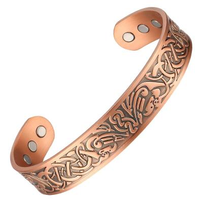 China Customized Unisex Viking Hammered Magnetic Copper Bracelet MagEnergy 6 CLASSIC Magnets Bracelet for sale