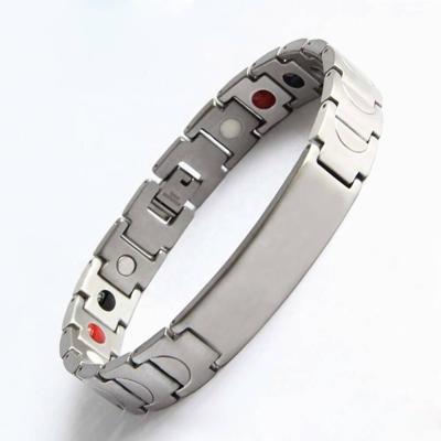 China CLASSIC BioMag Engravable Stainless Steel Bracelets Personalized Health Care Bangle Silver Color Germanium Adjustable Bangle for sale