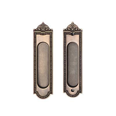 China Pocket Door Lock Luxury Brass Material Brass Cavity Hide Sliding Door Lock Barn Copper Door Lock C01 in AB Color for sale