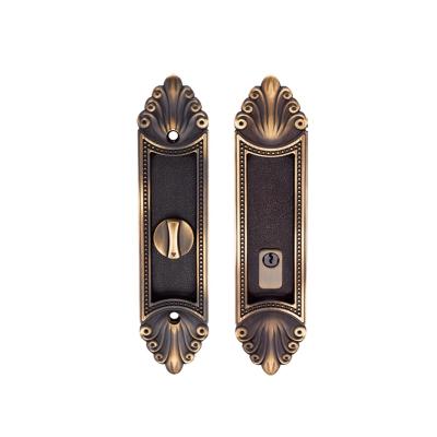 China Pocket Door Lock Brass Antique Brass Material Cavity Hide Sliding Door Lock Barn Copper Door Lock C03 for sale