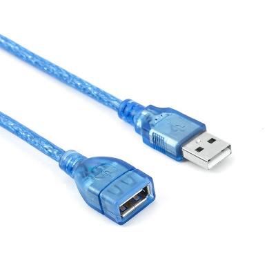 China Car 5m Transparent Blue USB 2.0 A Male To A Female Extension Cable Usb 2.0 Data Extension Cable for sale