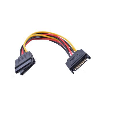 China Server Computer 15 Pin Sata Male To 2 Female Sata Cord Power Y Splitter Cable Connector Cable For PC Computer for sale