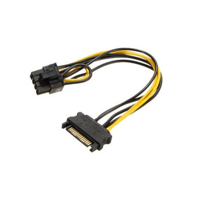 China Server Computer 15pin SATA Male To 8pin (6+2) PCI-E Power Supply Cable 18AWG SATA Cable 15 Pin To 8 Pin Cable WI for sale