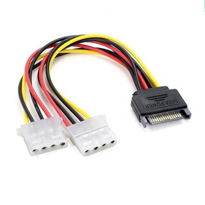 China Computer Server 15 Pin SATA Male To Dual IDE 4 Pin Molex PC Hard Drive Power Adapter Y Splitter Power Cable for sale