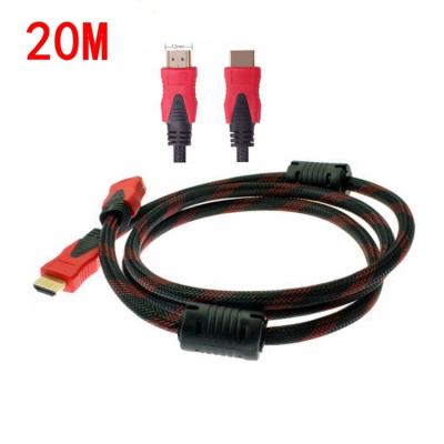 China Hot sale 20m HDTV HDTV CABLES red and black woven mesh HDTV cable1.4V HDTV 1080P 3D video cable for TV PC for sale