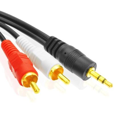 China Car Factory Free Sample 1.5M 3.5mm Video-Audio Cable to 2Rca Cable/tv Cable for TV Box DVD Player for sale