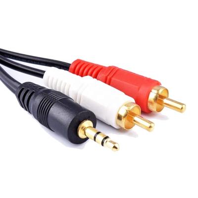 China Car Customized Factory Direct Sales 3m Chinese Male Stereo To 2 RCA Male Audio Cable With Cheap Price 5ft for sale