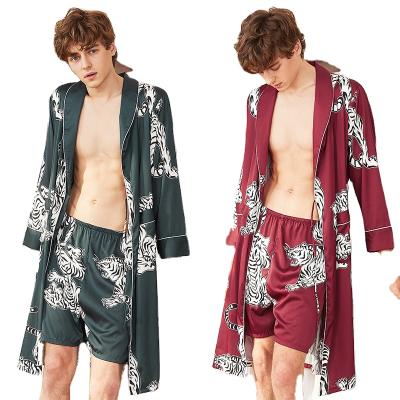 China New Arrival QUICK DRY QUICK DRY Print Plus Size Sleepwear Silky Two Piece PJ Shorts Loungewear Mens Robe Sets Mens Pajamas Set Mens Sleepwear for sale