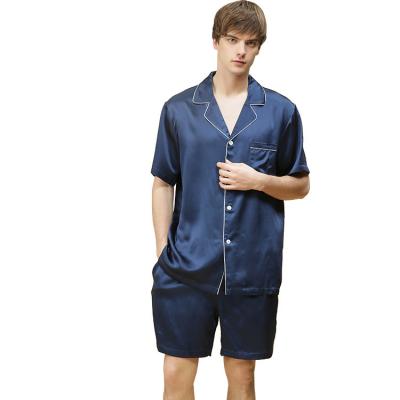 China Luxury men's short sleeve QUICK DRY QUICK DRY silk suit pajamas and nobles for summer for sale