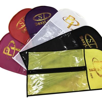 China Logo Acceptable Hair Bag With Hanger Hair Extensions Packing Bag With Hanger Customized High Quality Pvc Wig LOGO Bag for sale