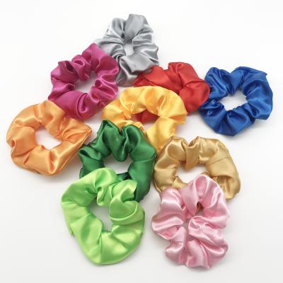 China Fashionable Hair Scrunchies Factory Custom Design Logo Printed Scrunchies Silk Satin Elastic Hair Ties Assorted Colors Scrunchies for sale