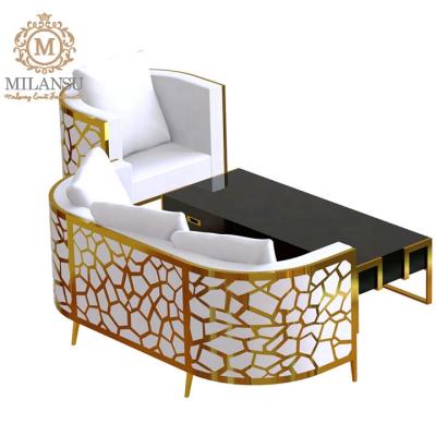 China Modern white royal wedding sofa chair set rental gold wedding modern/luxury events newlyweds in hotel chairs for sale for sale