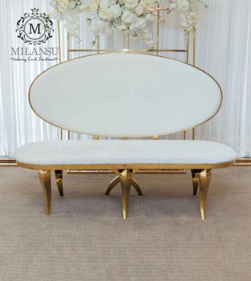 China Modern / Luxury Event Hall Furniture 3 Seats PU Gold Metal Frame Leather Wedding Banquet Sofa For Sale for sale