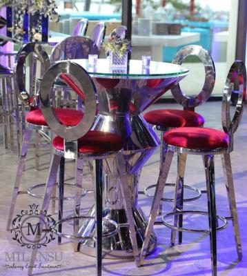 China Modern Gold Round Wire Cocktail Bar Table, Metal Event Rental Bar Table for sale