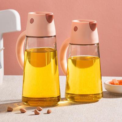 China 650ml Food Round Olive Oil Bottle Vinegar Saude Glass Bottle For Oiler Condiment Serving Condiment Packaging for sale