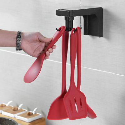 China Viable Adjustable Kitchen Hanger Suction Adhesive Cup Sticker Kitchenware Display Hook Kitchenware Single Wall Hanger for sale