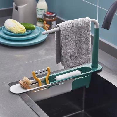 China Sustainable Adjustable Drain Wash Bowl Sponge Soap Telescopic Sink Fliter Storage Rack Hoder Shelf For Kitchen Bathroom for sale