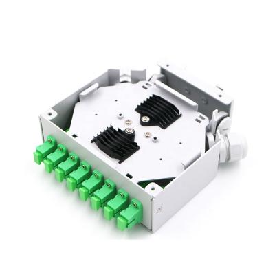 China Indoor or Outdoor SC APC Adapter FTTH DIN Rail Simplex Fiber Optic Terminal Splice Box 8 Way for sale