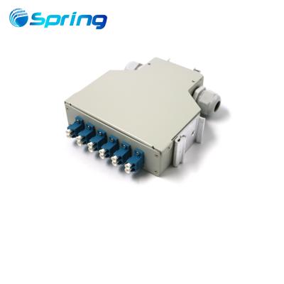 China Indoor Duplex Fiber DIN FTTH Rail Box Duplex Fiber Optic Distribution Box 6Port LC UPC for sale