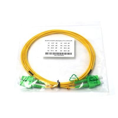 China Indoor Fiber Optic Patch Tie SC APC To SC APC Single Mode DX SM Optic Jumper for sale