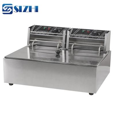 China Commercial Industrial Double Chip Tank Pressure Rising Electric Chicken Turkey Turkey Deep Fryers for sale