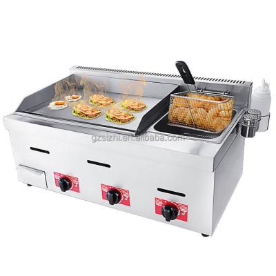 China Wholesale Commercial Kitchen Cooking\Baking\BBQ Countertops 2 in 1 Teppanyaki Gas Griddle with Gas Fryer for sale