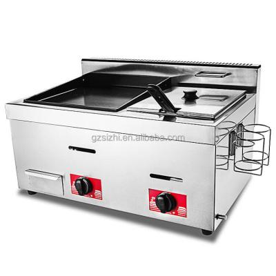 China Kitchen Cooking\Baking\Wholesale BBQ Kitchen Equipment Countertop Hot Dish Gas Griddle Commercial Large With Gas Fryer for sale